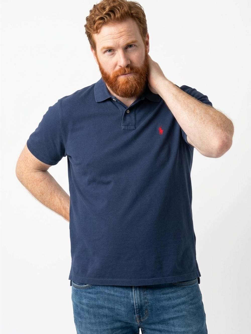 🔵 👕 Polo Ralph‎ Lauren Navy Polo Shirt | Men’s M | Custom Fit